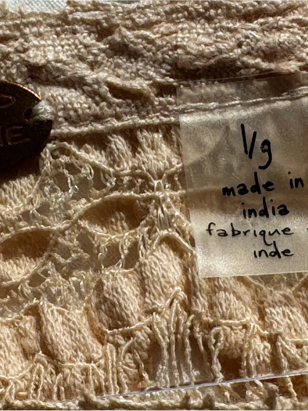 Free People Angelina Lace Tee Size Large Beige Tea Color
